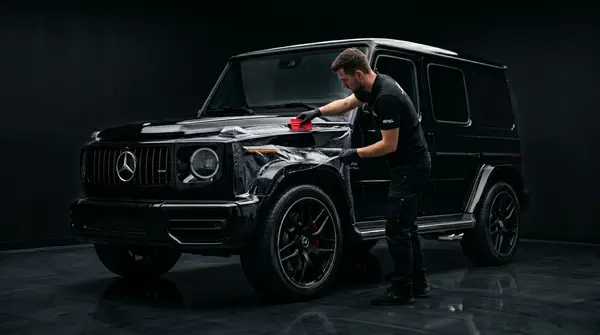 Mercedes G63 после полной оклейки антигравийной плёнкой PPF в студии Санкт-Петербурга